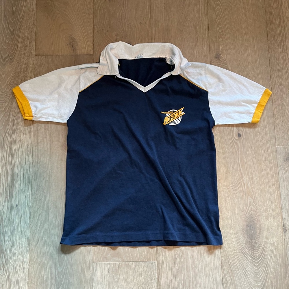 Champion Northern Arizona white blue and yellow polo